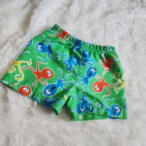 The Children's Place Green Octopus Print Lined Swim Trunks Suit Size 6-9 Months